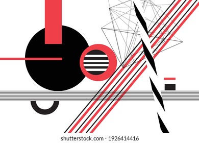 Abstract multi-colored background of geometric objects. An example of an unusual abstraction from different geometric shapes for a website or poster design