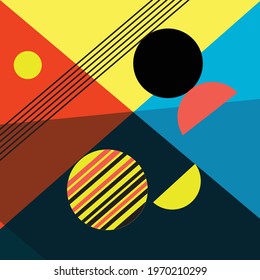 Abstract multi-colored background of geometric objects. An example of an unusual abstraction from different geometric shapes for a website or poster design
