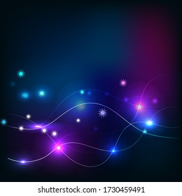 abstract multi-colored background with lines and bright dots