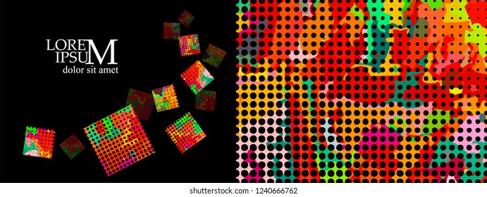 Abstract multicolored background made of paint stains and circle