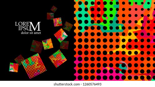 Abstract multicolored background made of paint stains and circle