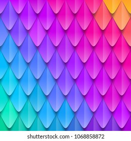 Abstract multicolored background. Paper colorful artificial squama or plumage. Vector illustration. 