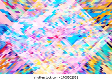 Abstract multicolored background. Pastel candy color digital mosaic backdrop. Low poly abstraction screen size. Pink blue vector background for website or cover. Polygonal banner template