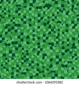Abstract multicolored background pattern consisting of circles, squares and transitional figures. Fashionable texture.