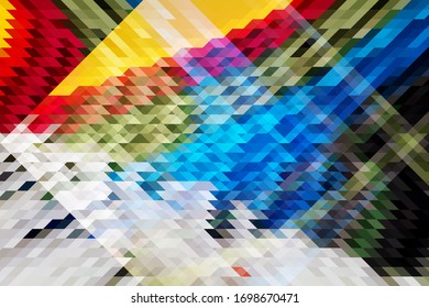 Abstract multicolored background. Rainbow color digital mosaic backdrop. Low poly abstraction screen size. Colorful vector background for website or cover. Polygonal banner template