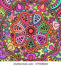 Abstract multicolored background, Round zentangle art 