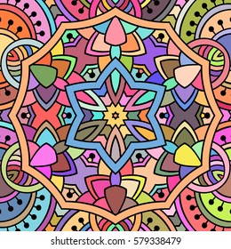 Abstract multicolored background, Round zentangle art 
