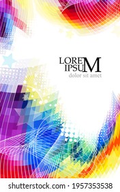 Abstract multicolored background of squares, triangles and lines. Blank for text. Vector illustration