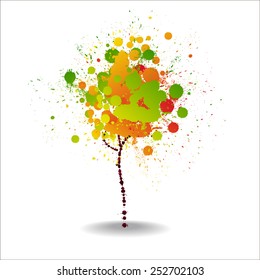 Abstract multicolored background. Tree.