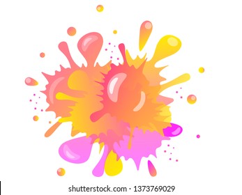 Abstract multicolored blot with highlights. Scenic stains spilled and mixed paint. Dirty art. Element for the decoration of backgrounds. Funny spray multicolored paint. Vector