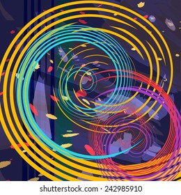 Abstract multicolored blots, splashes and swirl background. Vector illustration.