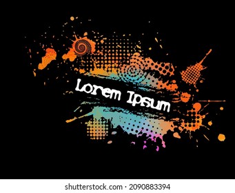 Abstract multicolored blots for text. On a dark background. Vector illustration