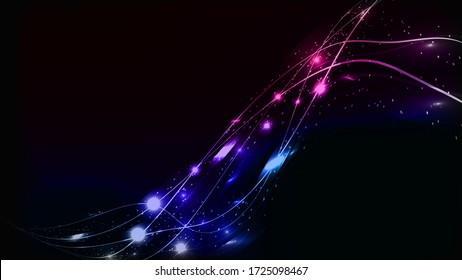 Abstract multicolored blue violet red and green beautiful digital modern magical shiny electric energy laser neon texture with lines and waves stripes, background.