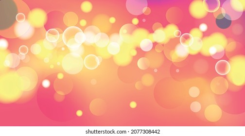 Abstract multicolored blurred bokeh on red background - Vector illustration