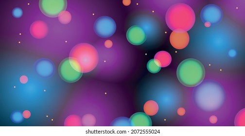 Abstract multicolored bokeh background with defocused circles and glitter. Decoration element for Christmas and New Year holidays, greeting cards, web banners, posters - Vector illustration