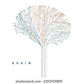 Resumen de conexiones cerebrales multicolores. Ilustración de la innovación digital