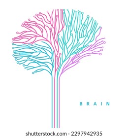 Abstract multicolored brain connections. Digital innovation illustration