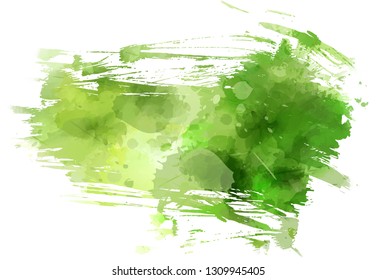 Abstract multicolored brushed grunge background. Green colored. Watercolor imitation painted.