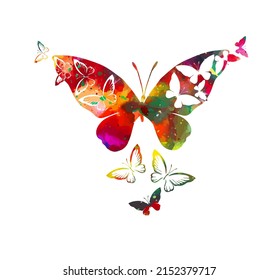 Resumen de mariposas multicolores. Ilustración del vector