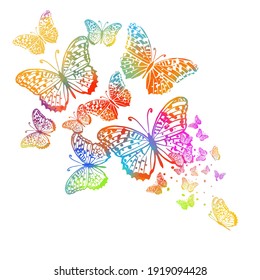 Abstract multicolored butterfly. Mixed media. Vector illustration