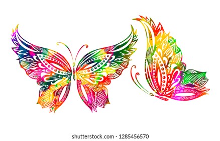 Abstract multicolored butterfly of patterns. Vector