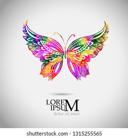 Abstract multicolored butterfly of patterns. Vector