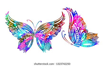 Abstract multicolored butterfly of patterns. Vector