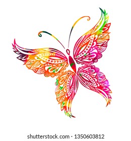 Abstract multicolored butterfly of patterns. Vector