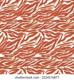 Abstract Multicolored Camouflage Style Zebra Stripes Trendy Fashion Colored Seamless Vector Pattern Perfect for Allover Fabric Print or Wrapping Paper Animal Texture Amber Brown Tones