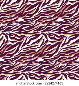 Abstract Multicolored Camouflage Style Zebra Stripes Trendy Fashion Colored Seamless Vector Pattern Perfect for Allover Fabric Print or Wrapping Paper Animal Texture Dark Purple Tones