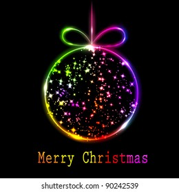 Resumen de bola de Navidad multicolor sobre fondo negro. Ilustración de vectores eps10