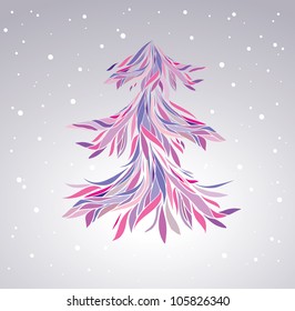 Abstract multicolored christmas tree on grey background, vector illustration