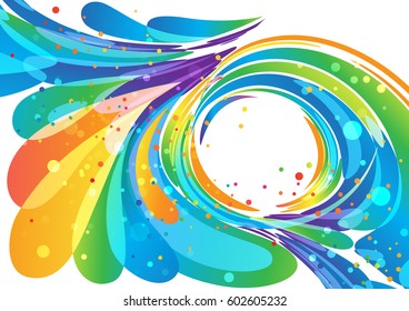 Abstract multicolored circle frame element on white