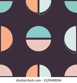 Abstract multicolored circular shapes seamless repeat pattern.
