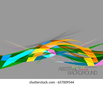 Abstract multicolored curve scene vector modern design on a gray background