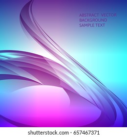 Abstract multicolored curve vector background with copy space.