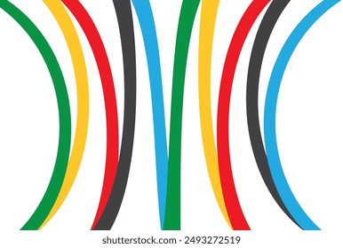 Abstract multicolored curved lines on a white background.