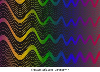 Abstract multicolored curves from light colored curves on a black background