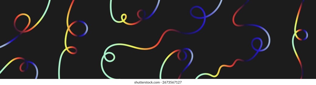 abstract multicolored curving lines on black background