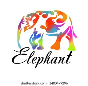 Abstract multi-colored elephant of patterns. Vector illustration