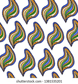 Abstract multicolored flame on a white background, waves