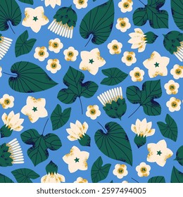 Abstract multicolored floral seamless pattern. Various minimalist flower composition.