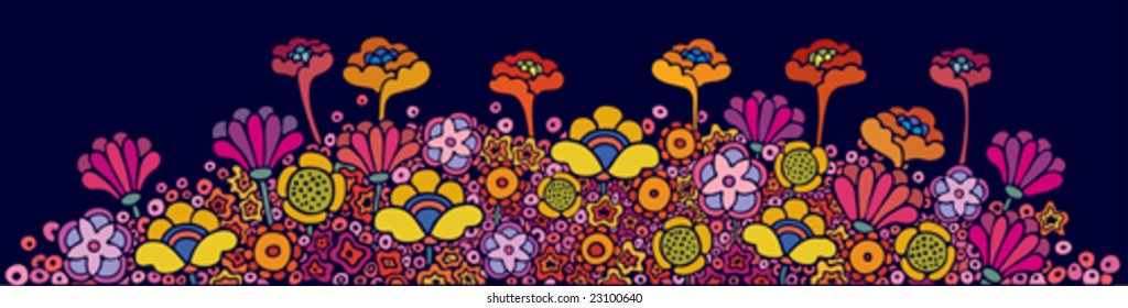 Abstract multicolored flower-bed in multiple fantasy flowers
