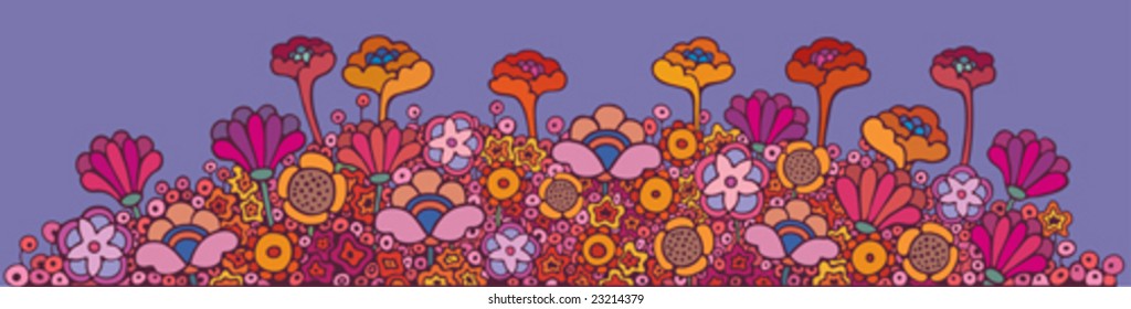 Abstract multicolored flower-bed in multiple fantasy flowers