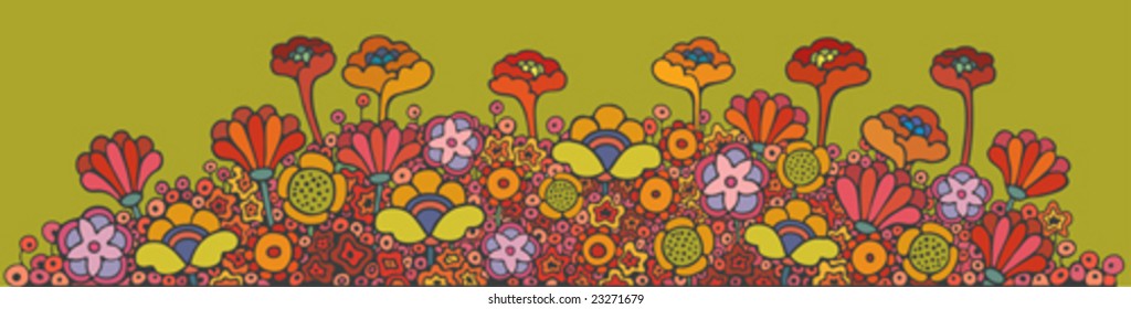 Abstract multicolored flower-bed in multiple fantasy flowers