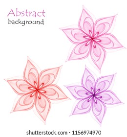 Abstract multicolored flowers on a white background