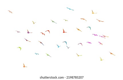 Abstract multicolored flying birds. Mixed media. Vector illustration