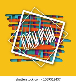 Abstract multicolored frame. Paper style with shadow and volume. for your design. A promotional sign to attract customers. Yellow background. 10 eps