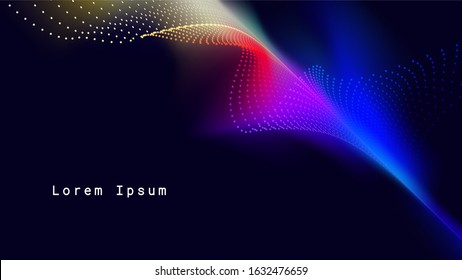Abstract Multicolored Futuristic Background with Wavy Dots. Aspect Ratio 16:9. EPS10 Vector.