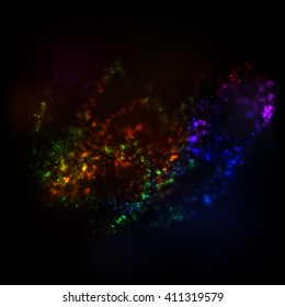 Abstract multi-colored galaxy. Isolated on a black background.